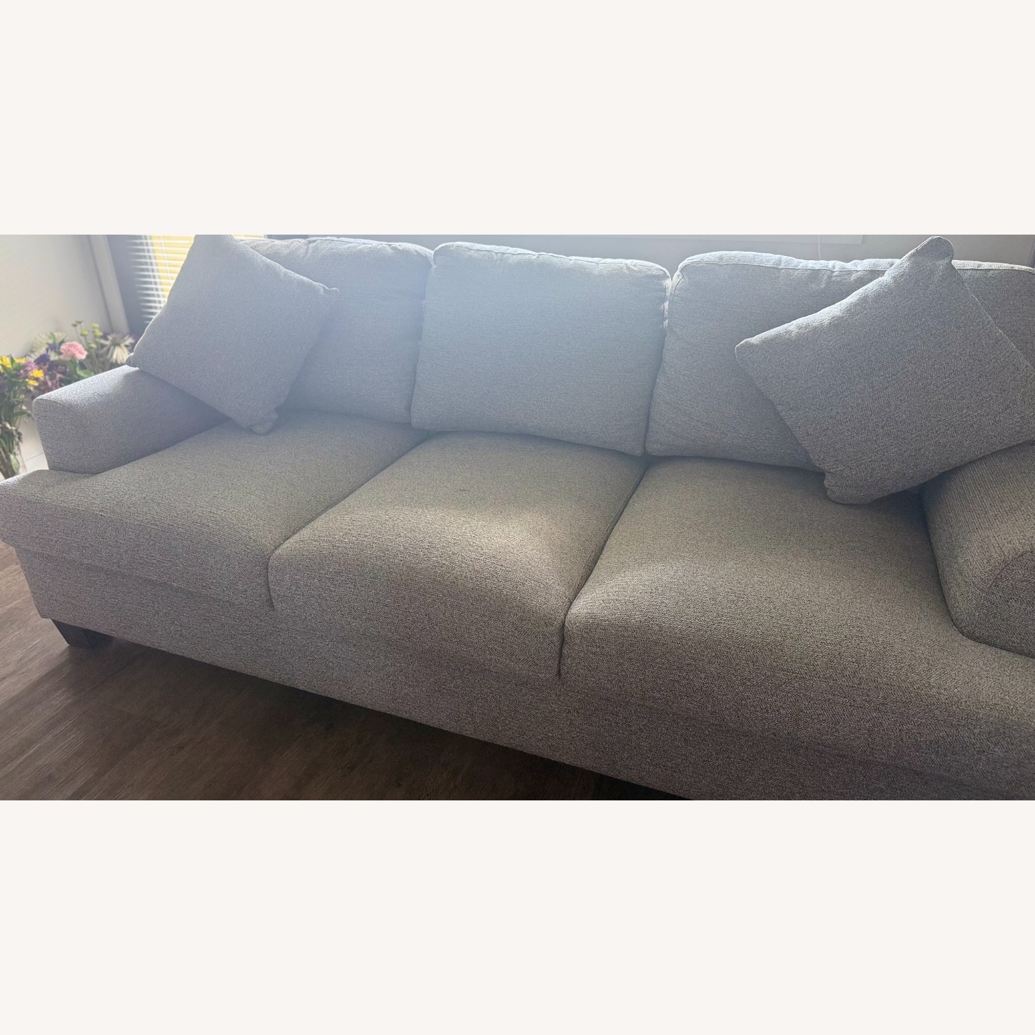 Vintage/Antique Light Gray Fabric 3+ Seater Sofa - image-2