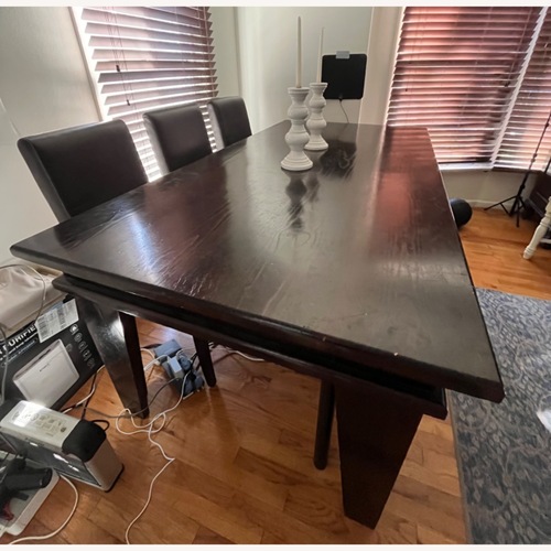 Used Restoration Hardware Dark Brown Dining Set for sale on AptDeco