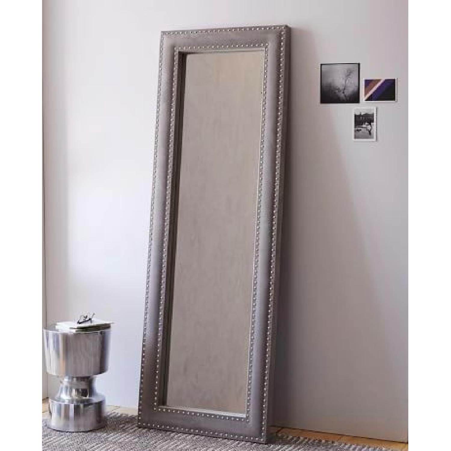 West Elm Light Gray Velvet Floor Mirror - image-4
