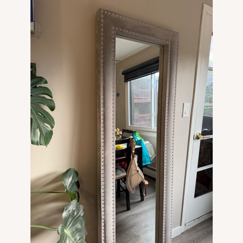 Used West Elm Light Gray Velvet Floor Mirror for sale on AptDeco