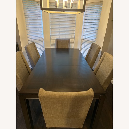 Used Raymour & Flanigan Dark Brown Logan 7-pc. Dining Set for sale on AptDeco
