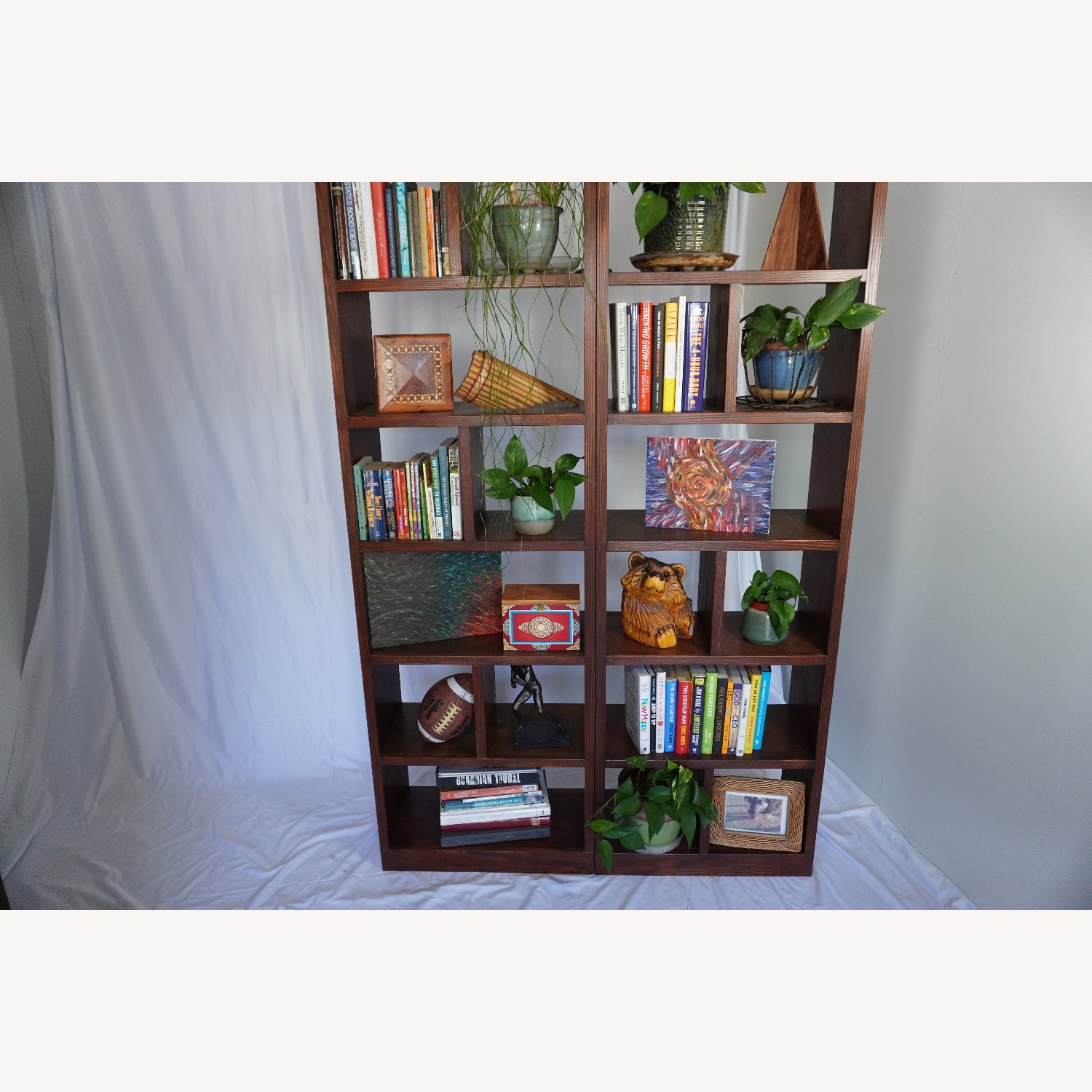 Handcrafted Wood Bookcase Set Library Bookshelf - image-8