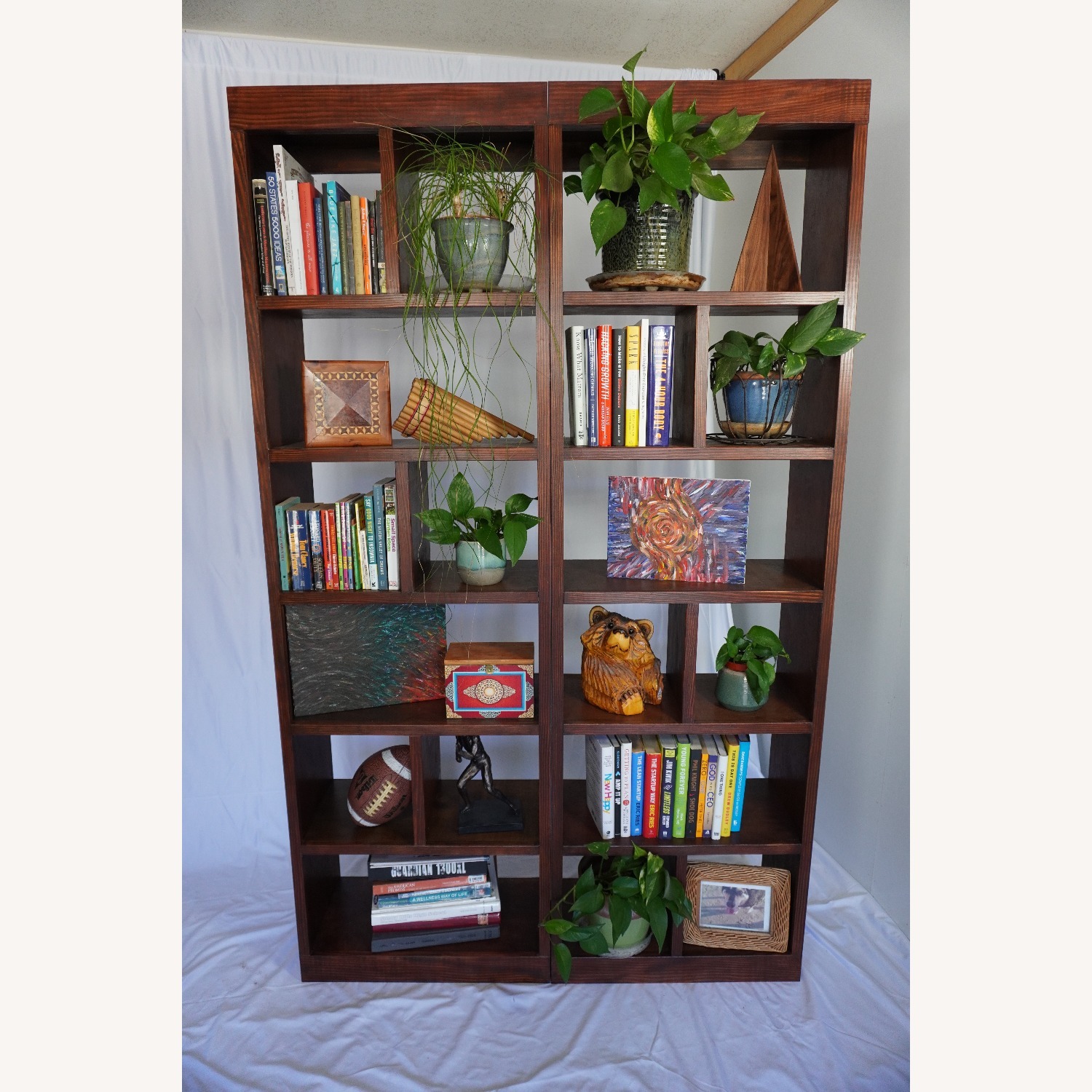 Handcrafted Wood Bookcase Set Library Bookshelf - image-1