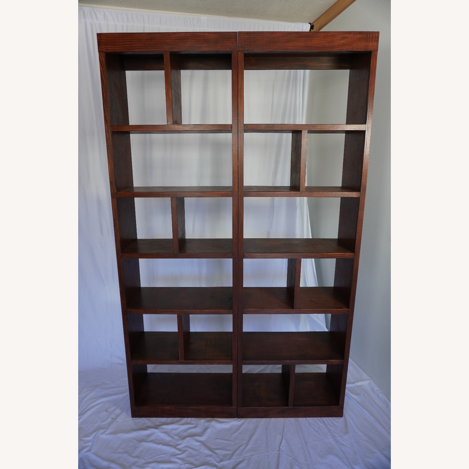 Handcrafted Wood Bookcase Set Library Bookshelf - image-2