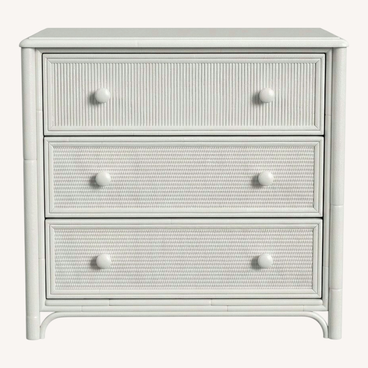 Pottery Barn Henry Link White Wicker Chest Coastal Boho Style - image-0