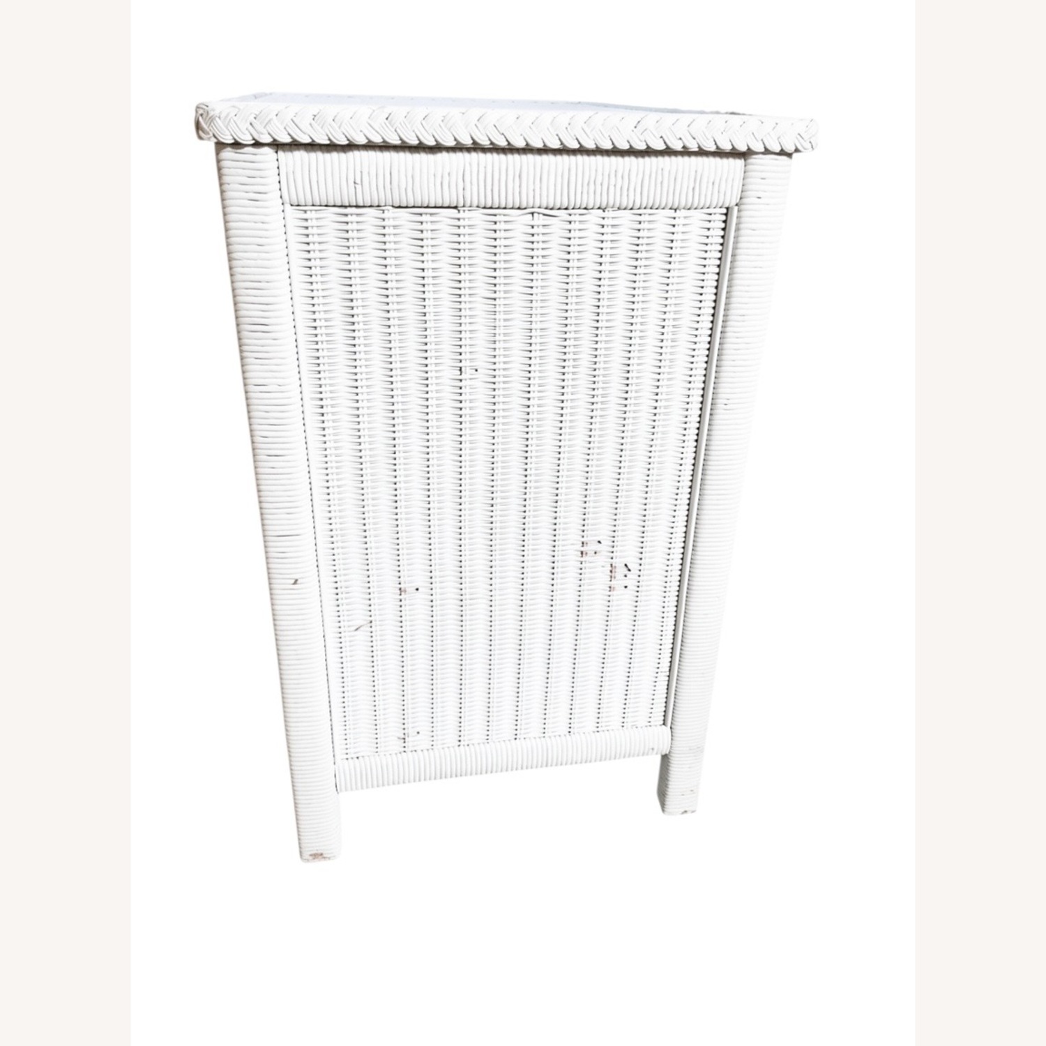 Pottery Barn Henry Link White Wicker Chest Coastal Boho Style - image-2