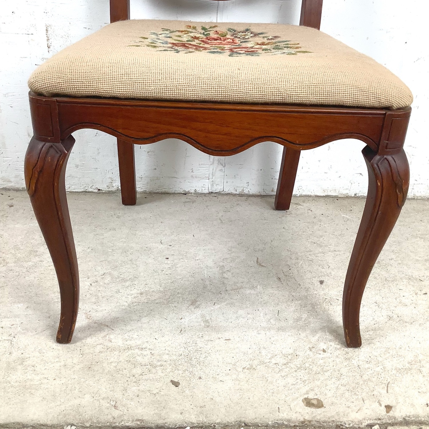 Vintage Queen Anne Style Cherry Accent Chair - image-19