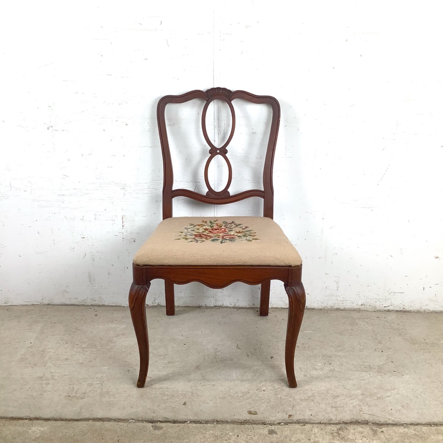 Vintage Queen Anne Style Cherry Accent Chair - image-2