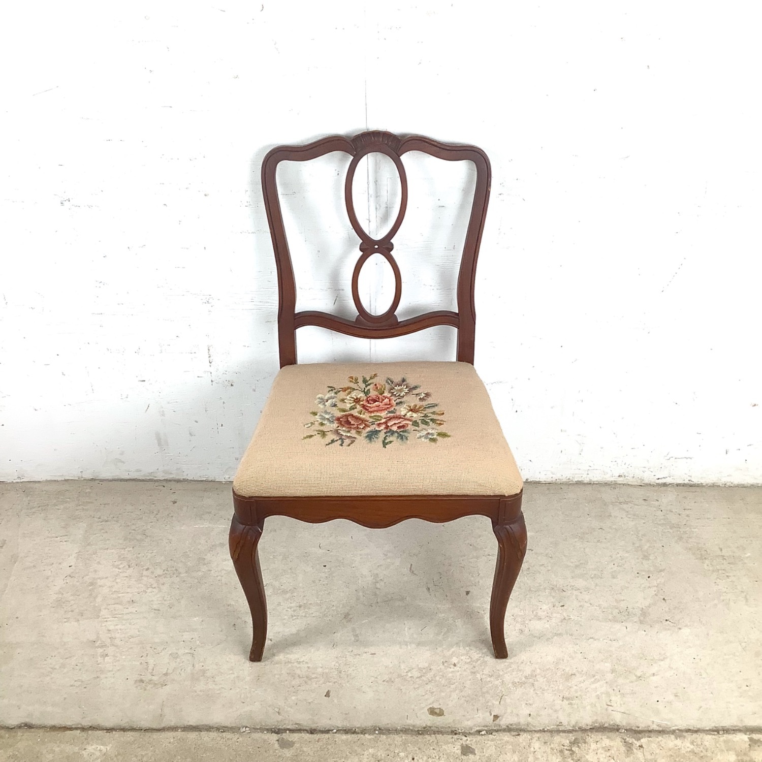 Vintage Queen Anne Style Cherry Accent Chair - image-3