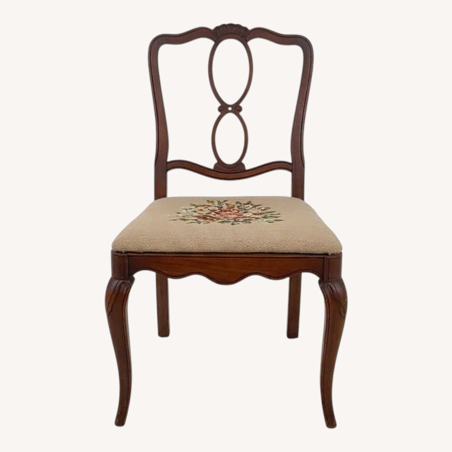Vintage Queen Anne Style Cherry Accent Chair - image-0
