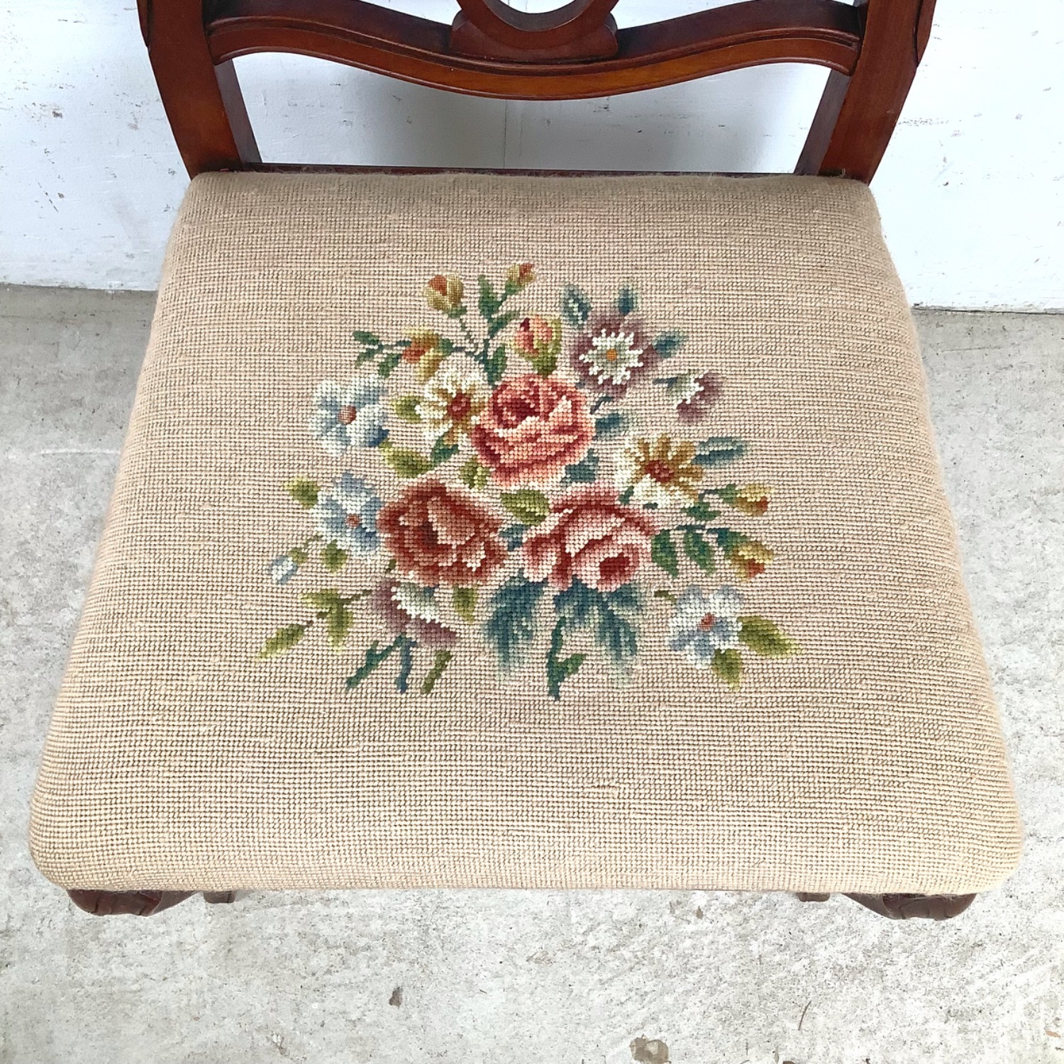 Vintage Queen Anne Style Cherry Accent Chair - image-6