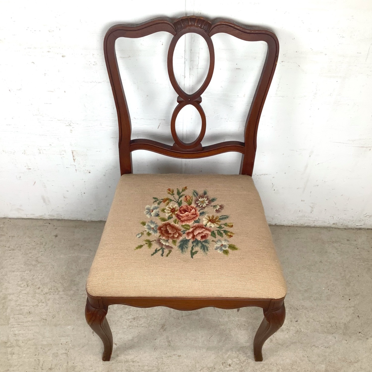 Vintage Queen Anne Style Cherry Accent Chair - image-4