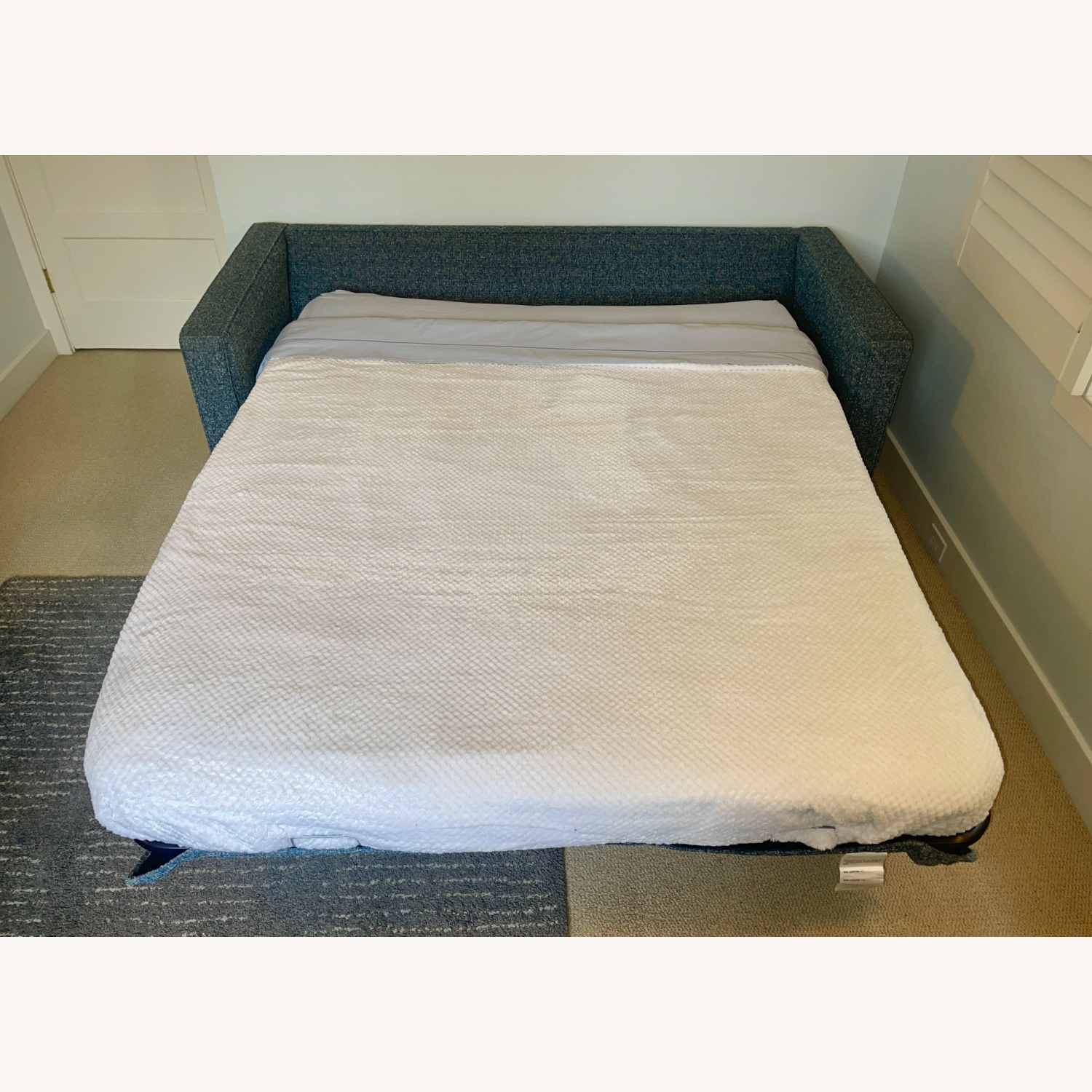 Carlyle Evan Blue Fabric Sleeper Sofa - image-4