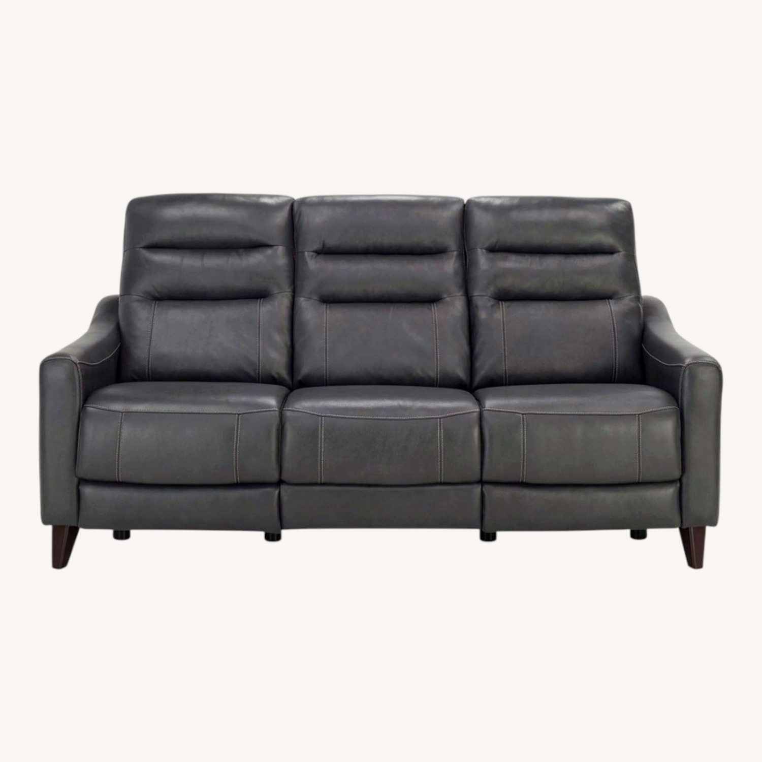 Raymour & Flanigan Graham Black Leather 3+ Seater Sofa - image-0