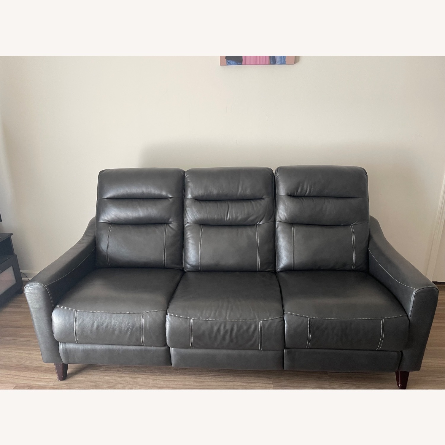 Raymour & Flanigan Graham Black Leather 3+ Seater Sofa - image-3