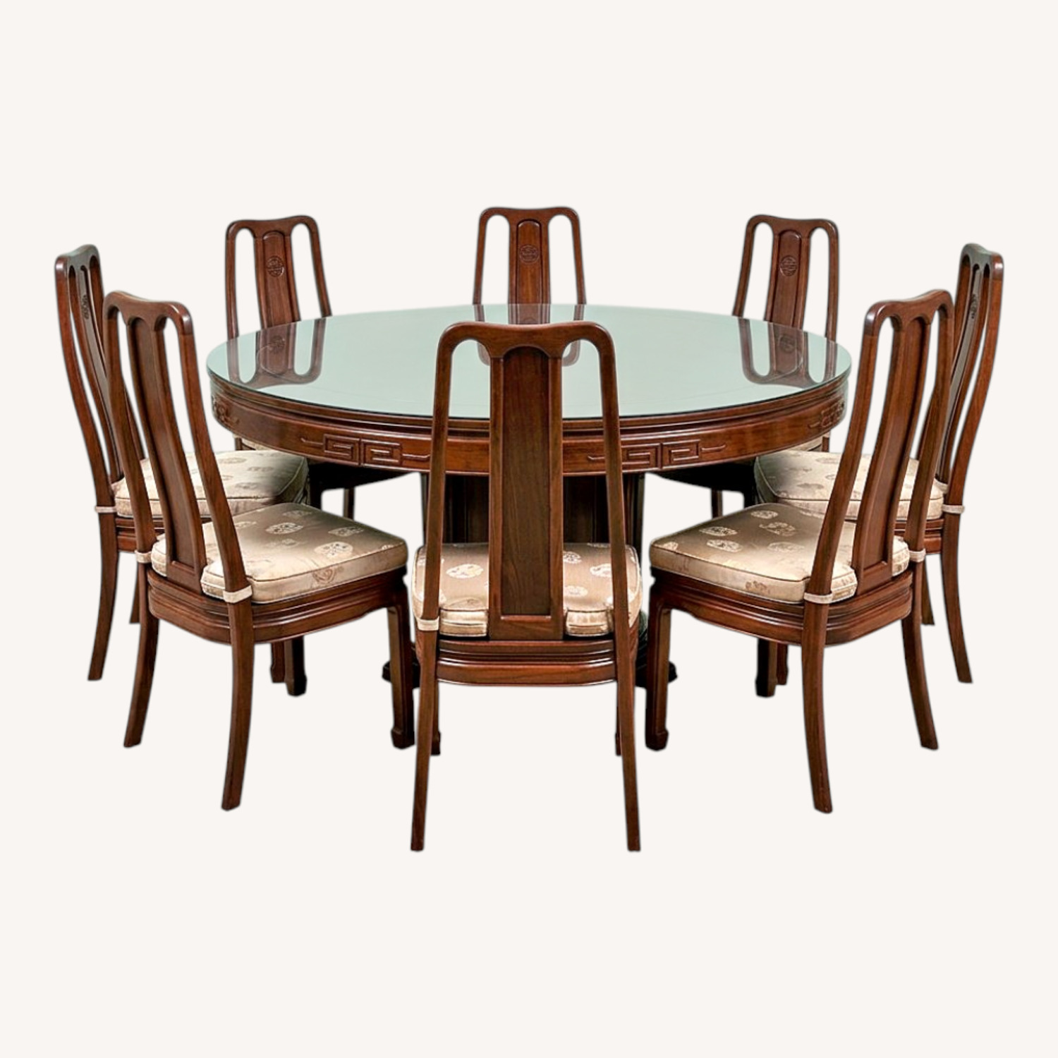 Chinese-Inspired Cherry Brown Wood Dining Sets - image-0