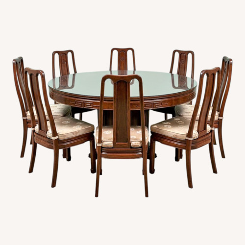 Used  Chinese-Inspired Cherry Brown Wood Dining Sets for sale on AptDeco