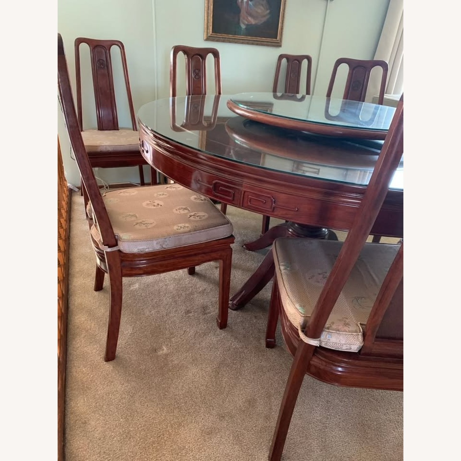 Chinese-Inspired Cherry Brown Wood Dining Sets - image-2