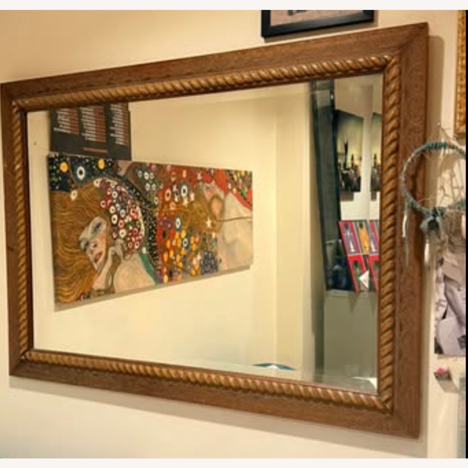 Antique Large Ornate Wood Framed Wall Mirror - image-2