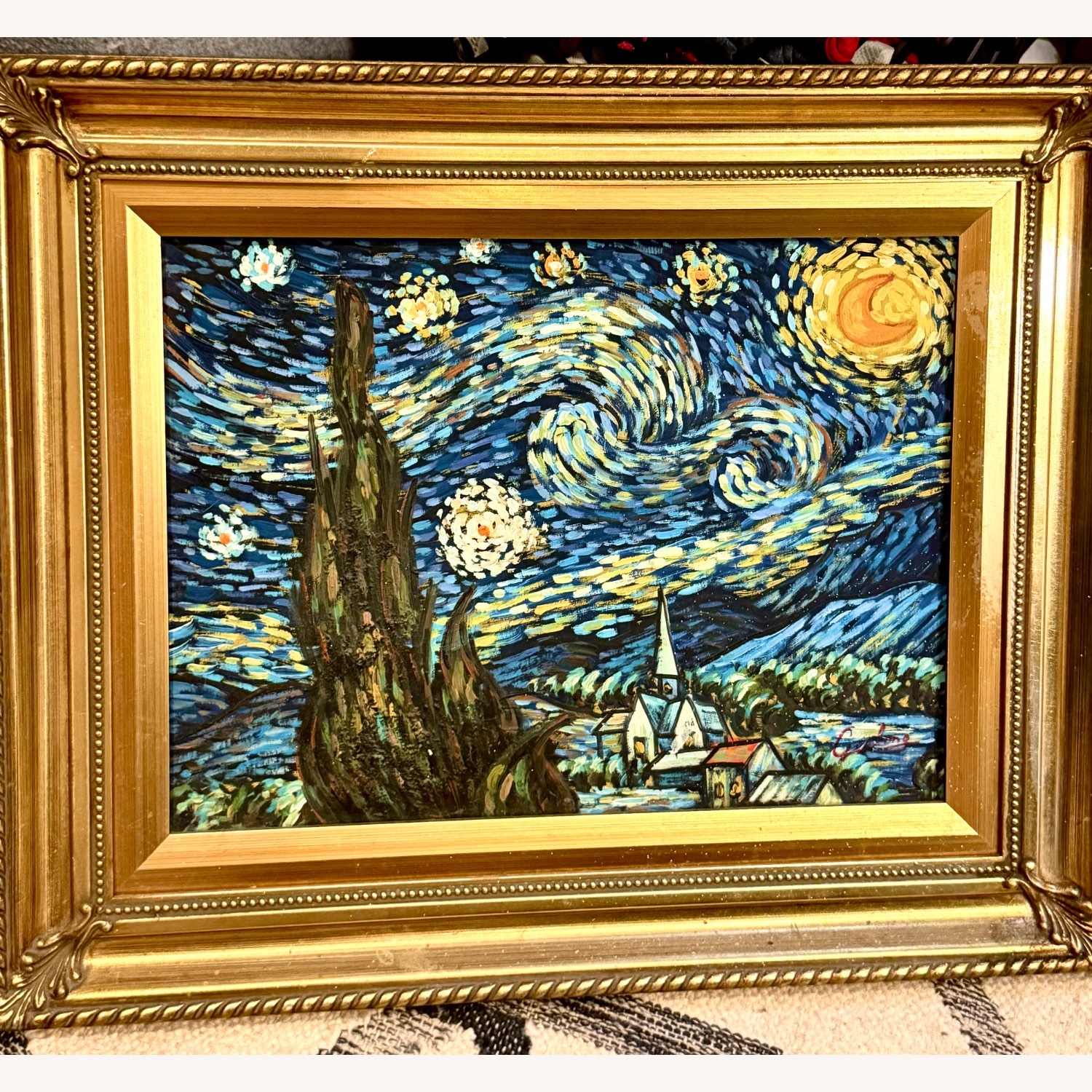 Van Gogh’s “Starry Night” Oil on Canvas Replica - image-1