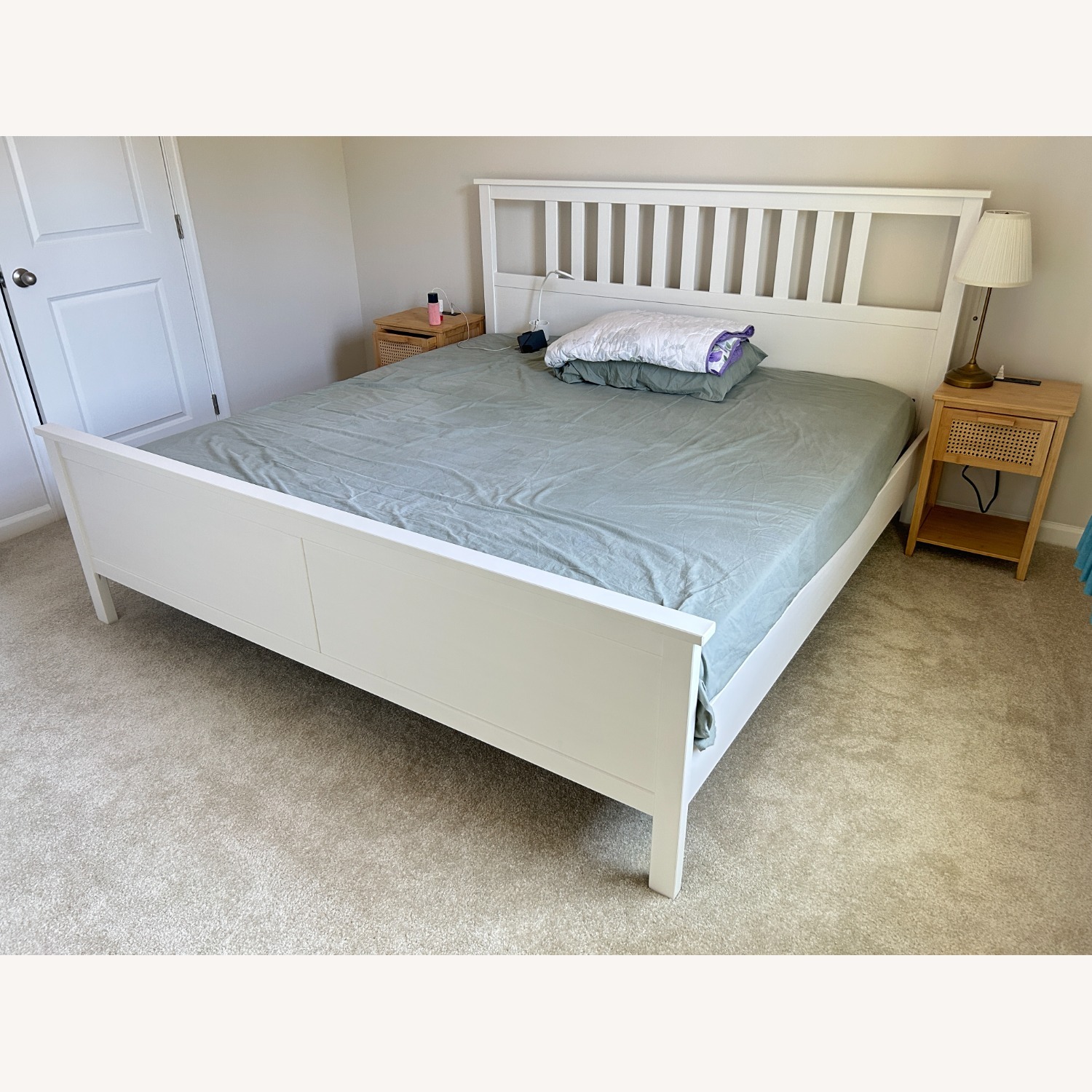 IKEA White Solid Wood King Bed - image-5