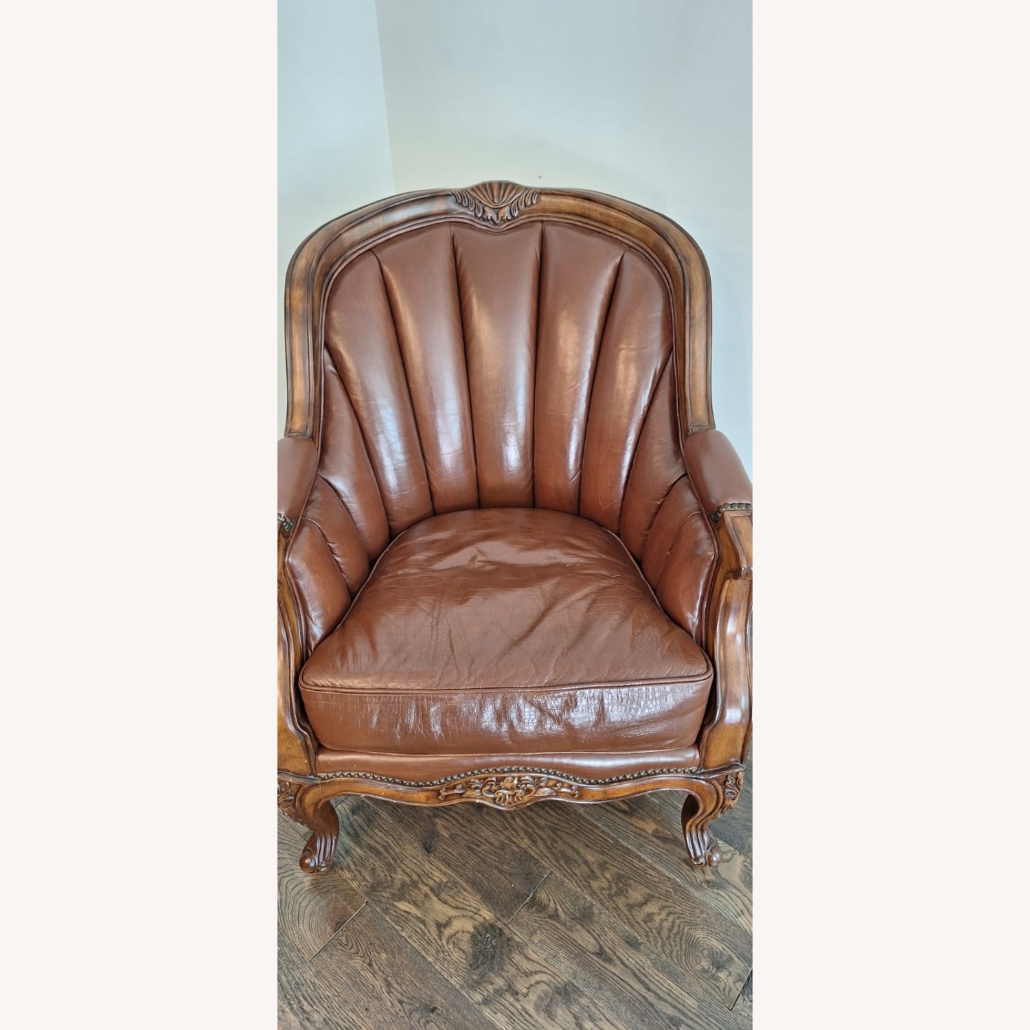 Palatial Dark Brown Leather Armchair - image-1