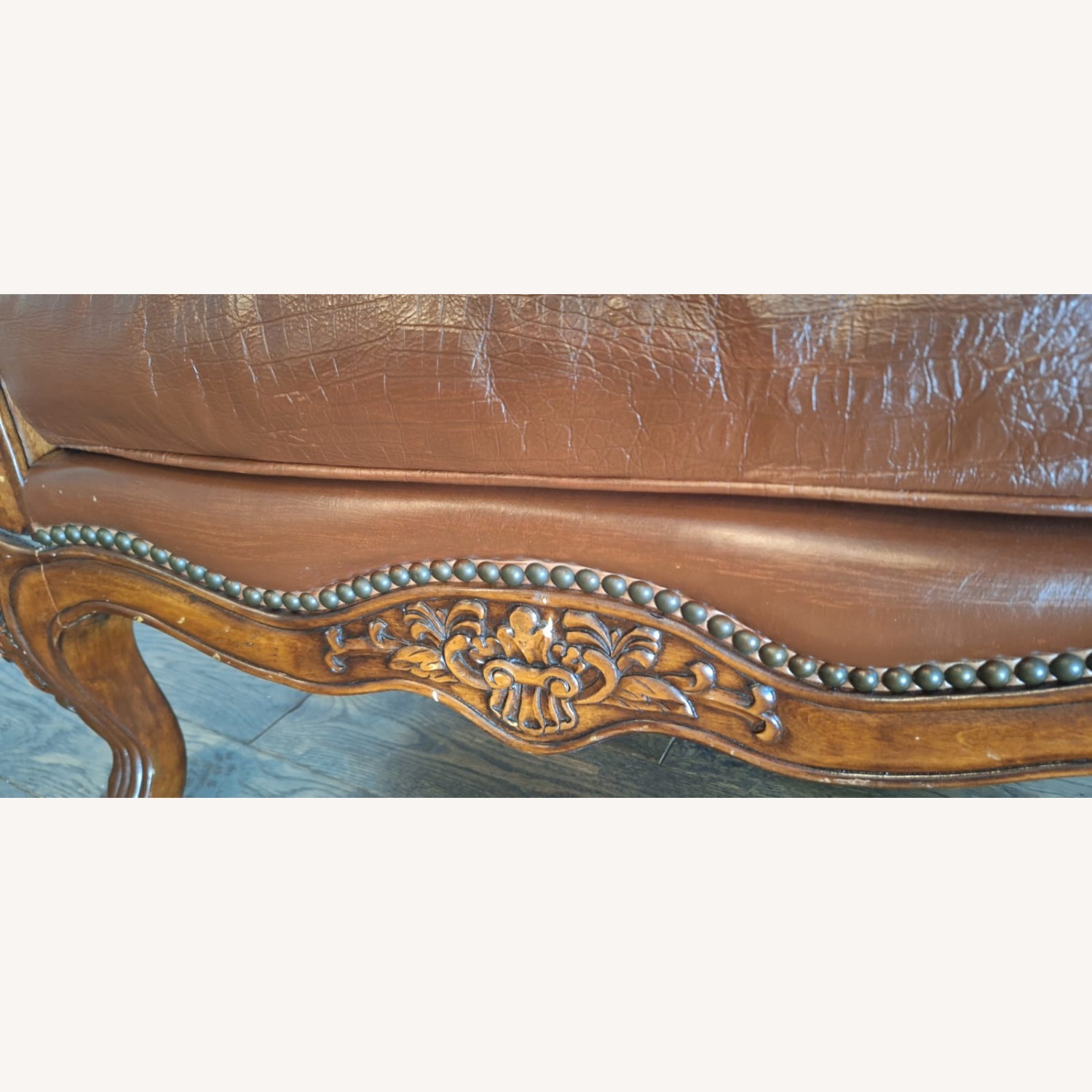 Palatial Dark Brown Leather Armchair - image-5