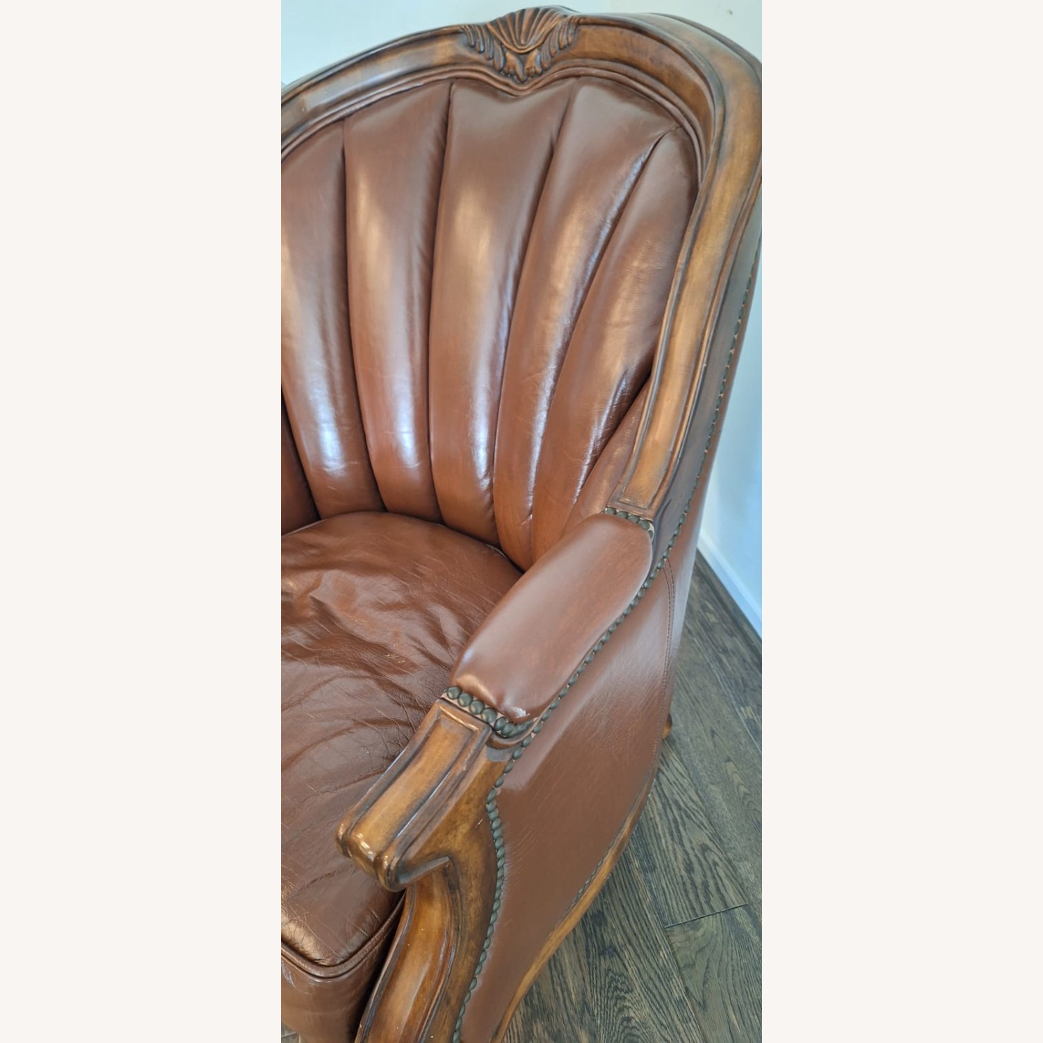 Palatial Dark Brown Leather Armchair - image-3