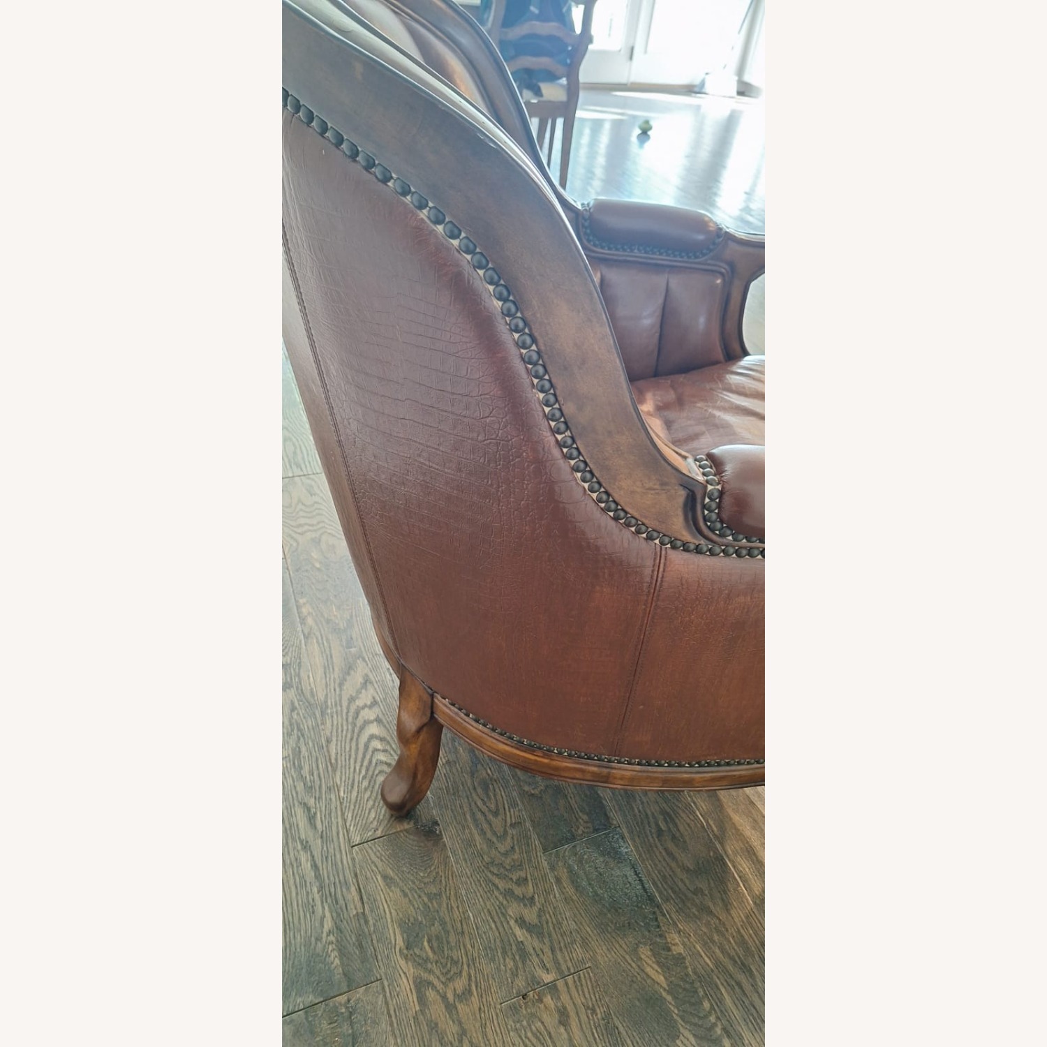 Palatial Dark Brown Leather Armchair - image-7