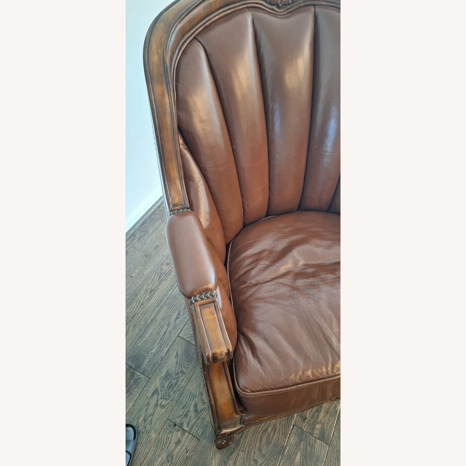 Palatial Dark Brown Leather Armchair - image-6
