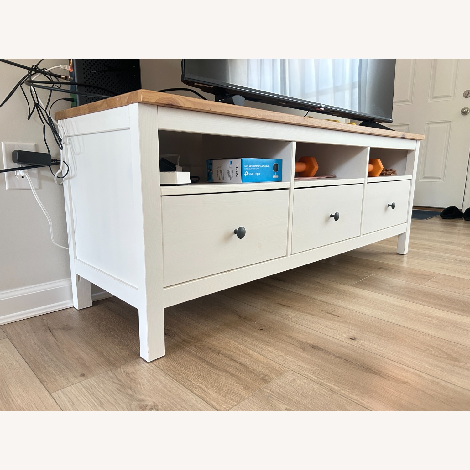 IKEA HEMNES White Solid Wood TV Unit - image-3