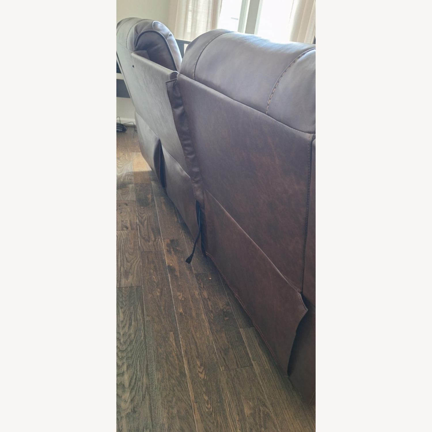 Dark Brown Leather 3+ Seater Sofa - image-2