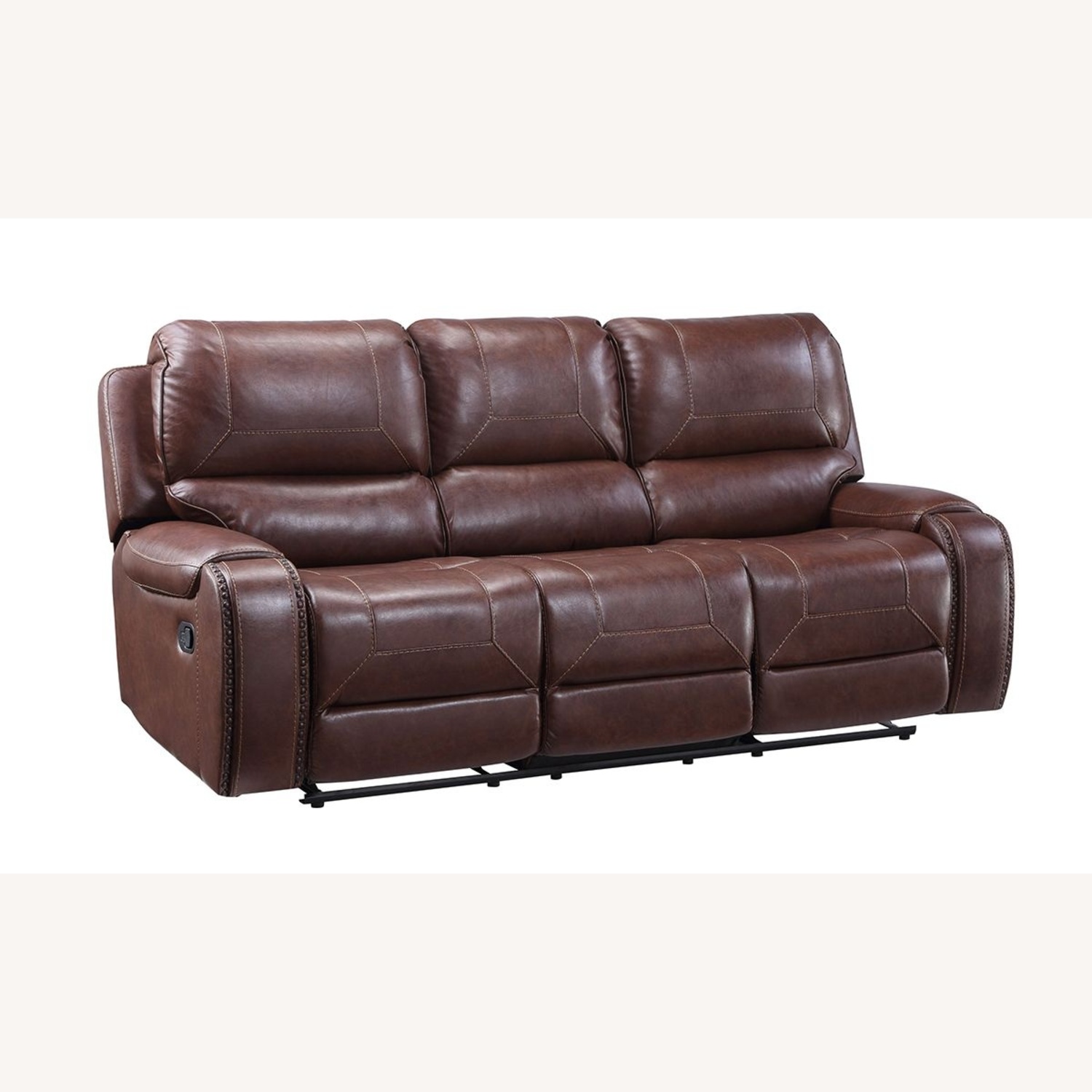 Dark Brown Leather 3+ Seater Sofa - image-8