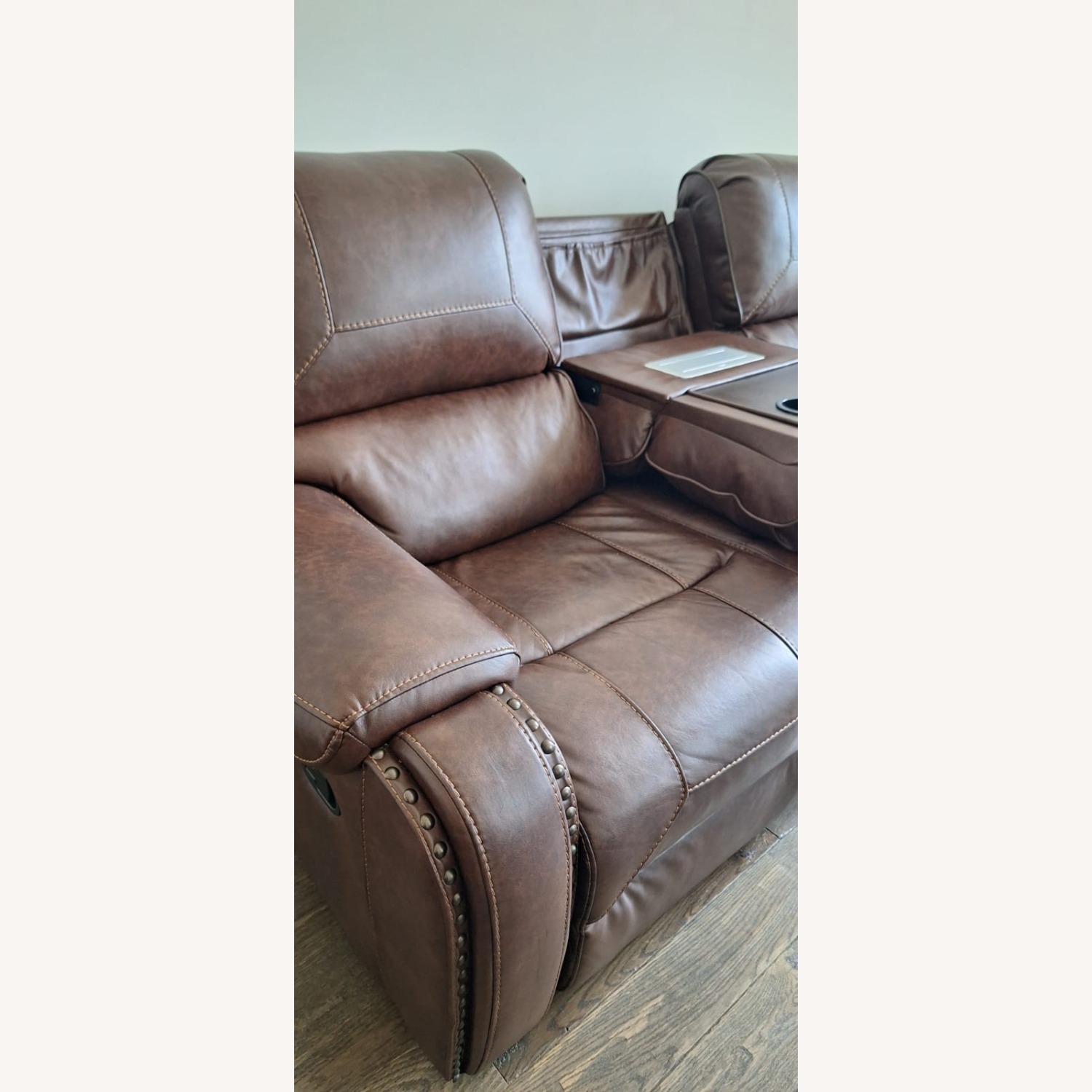 Dark Brown Leather 3+ Seater Sofa - image-3