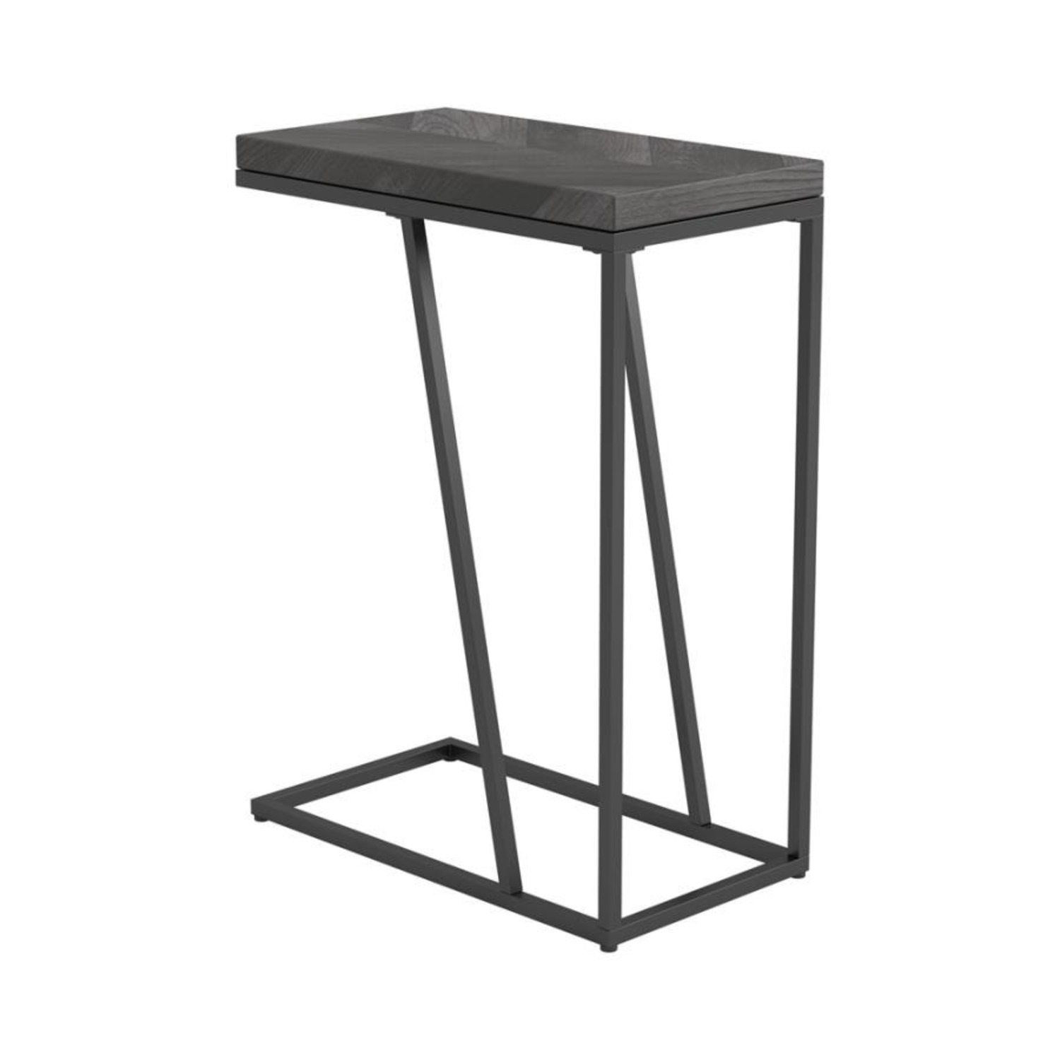 Accent Table In Rustic Grey Herringbone Finish - image-5
