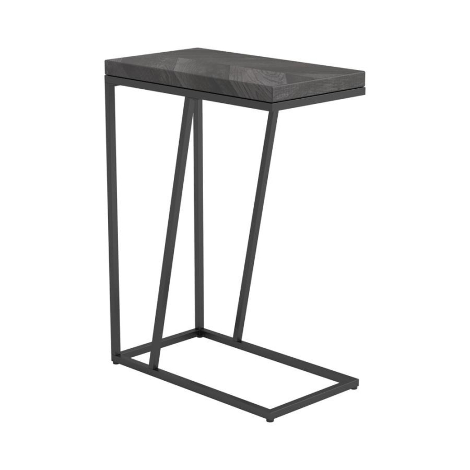 Accent Table In Rustic Grey Herringbone Finish - image-1