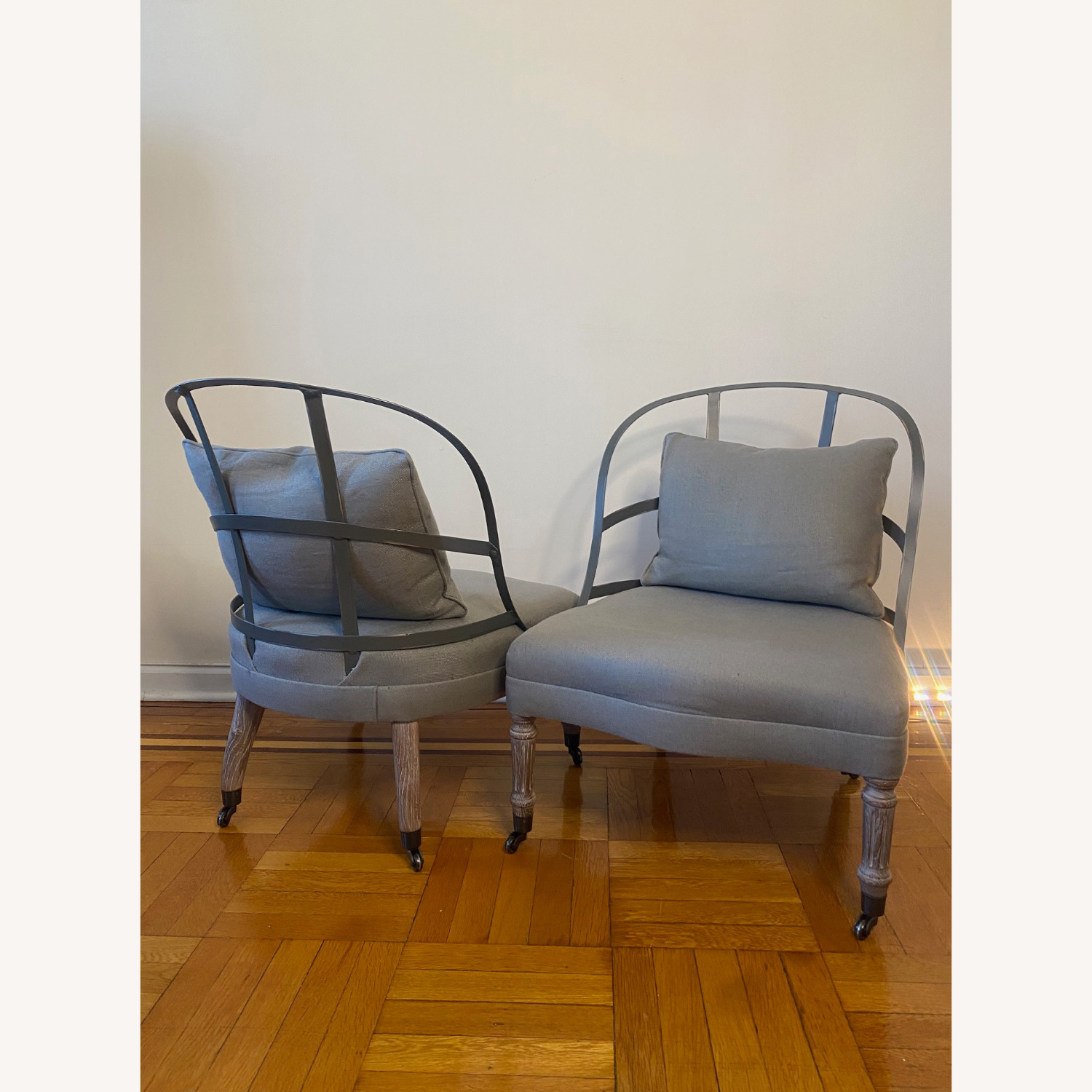 Restoration Hardware Light Gray Accent Chairs - image-3