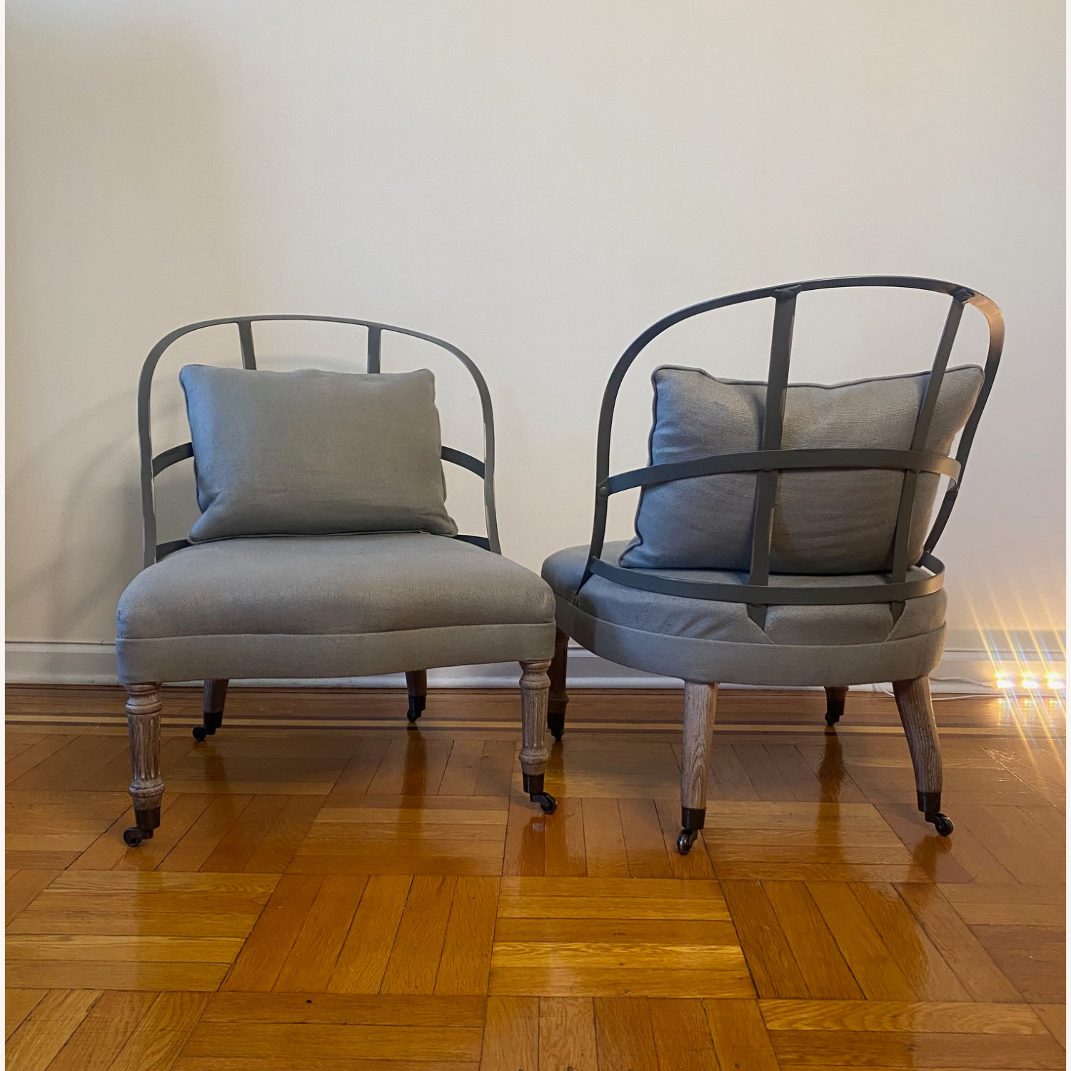 Restoration Hardware Light Gray Accent Chairs - image-7