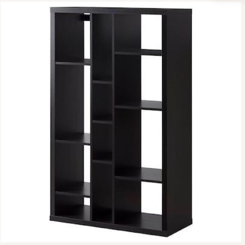 Used IKEA Kallax Black Wood Bookcase for sale on AptDeco