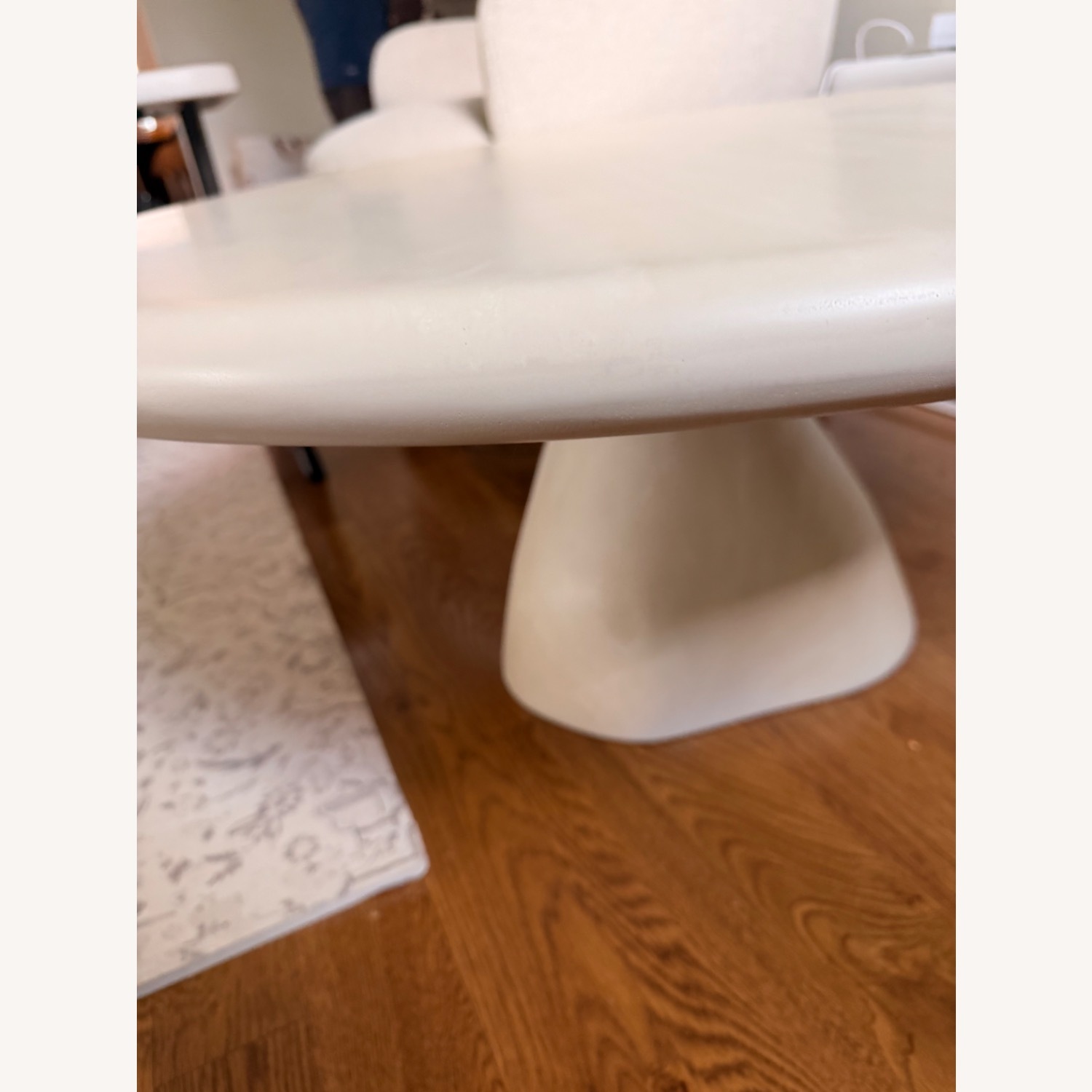 CB2 Espira 35" Round Cream Marbled Resin Coffee Table - image-4