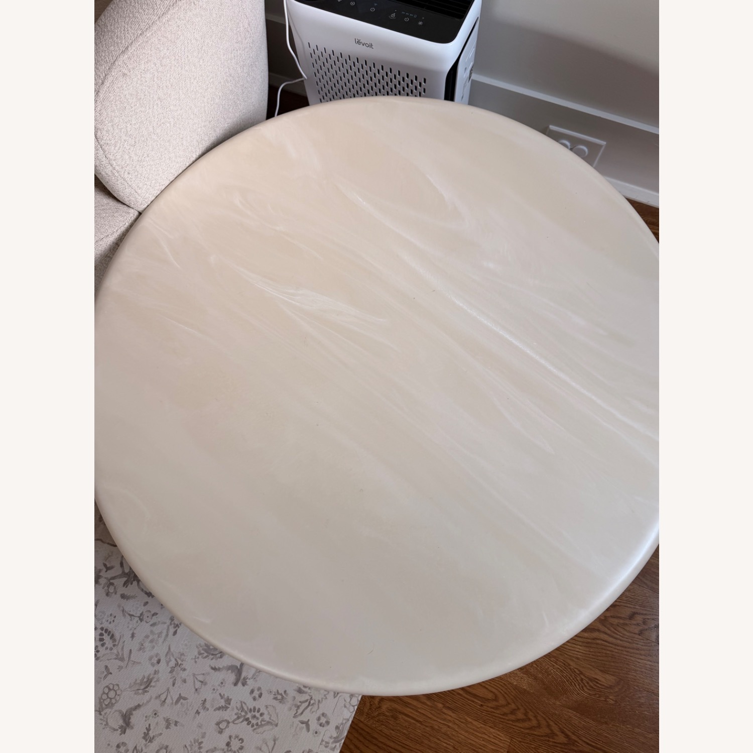 CB2 Espira 35" Round Cream Marbled Resin Coffee Table - image-2