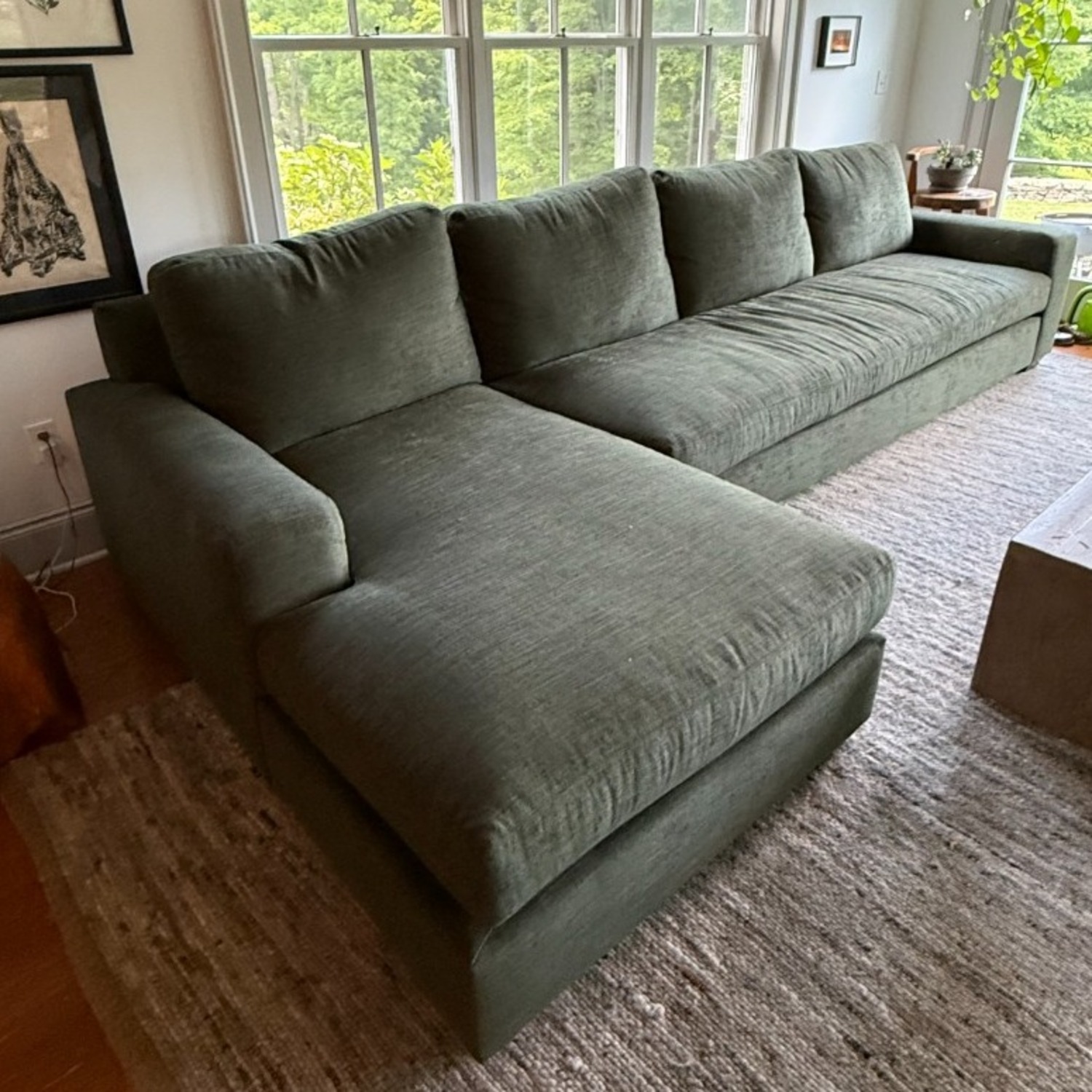 Pottery Barn Green Fabric 2 Piece Sectional - image-4