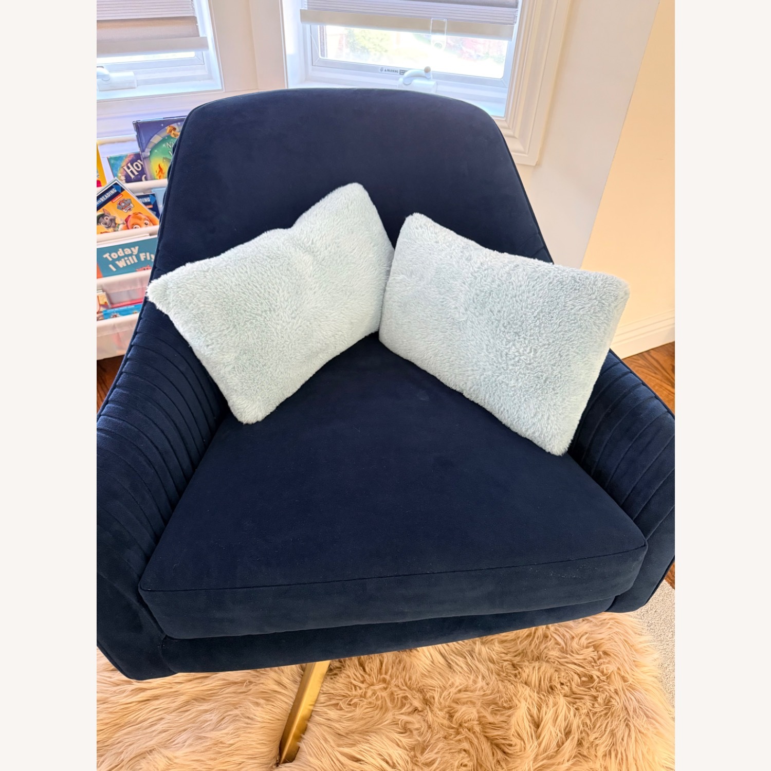 West Elm Blue Roar & Rabbit™ Pleated Swivel Chair - image-1