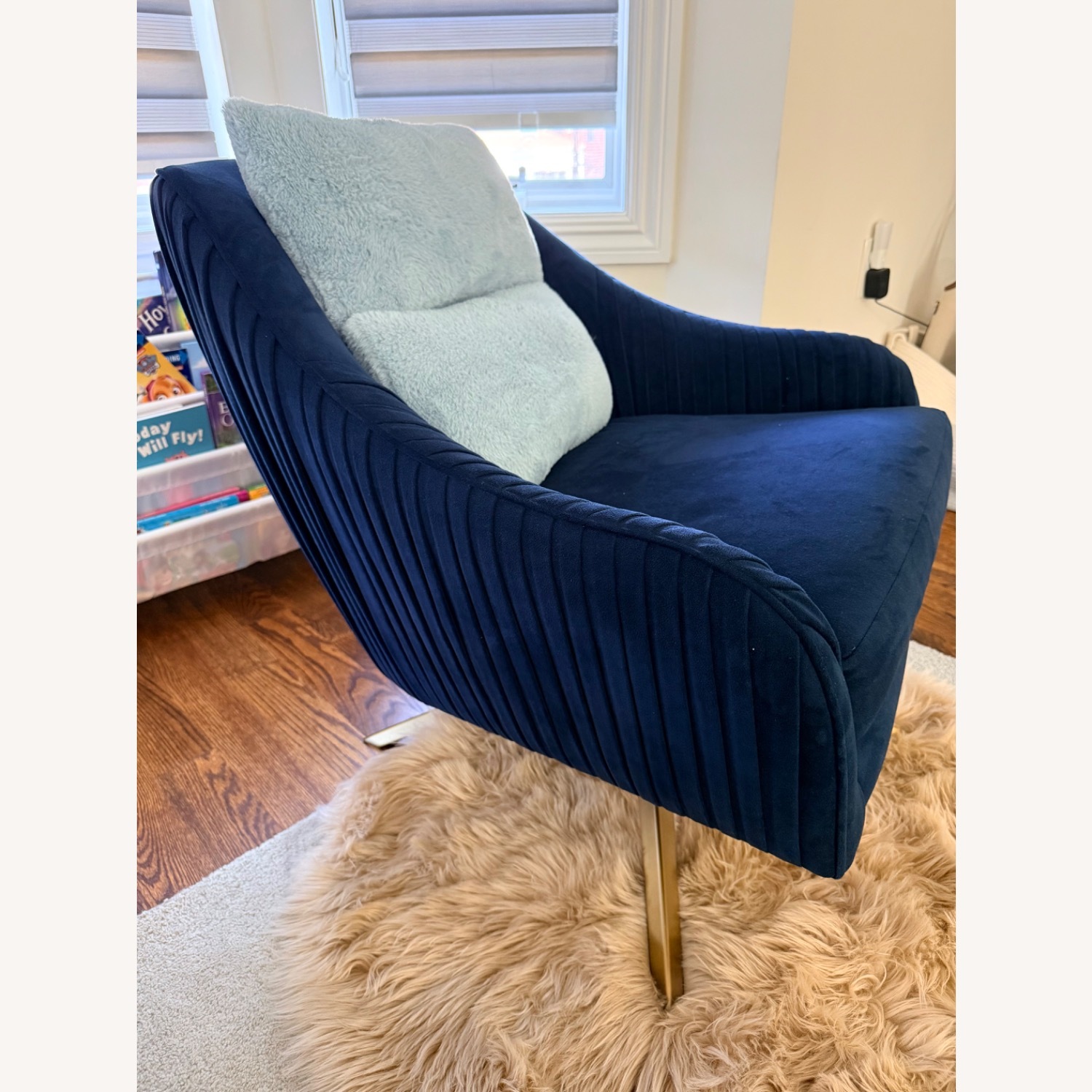West Elm Blue Roar & Rabbit™ Pleated Swivel Chair - image-5