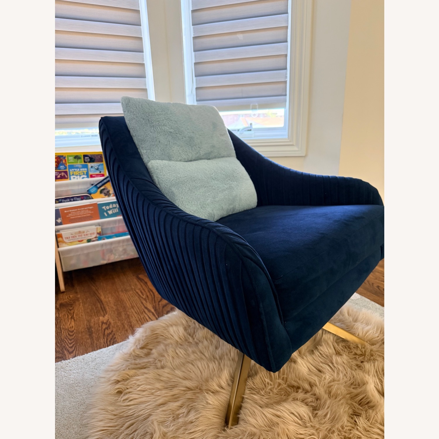 West Elm Blue Roar & Rabbit™ Pleated Swivel Chair - image-4