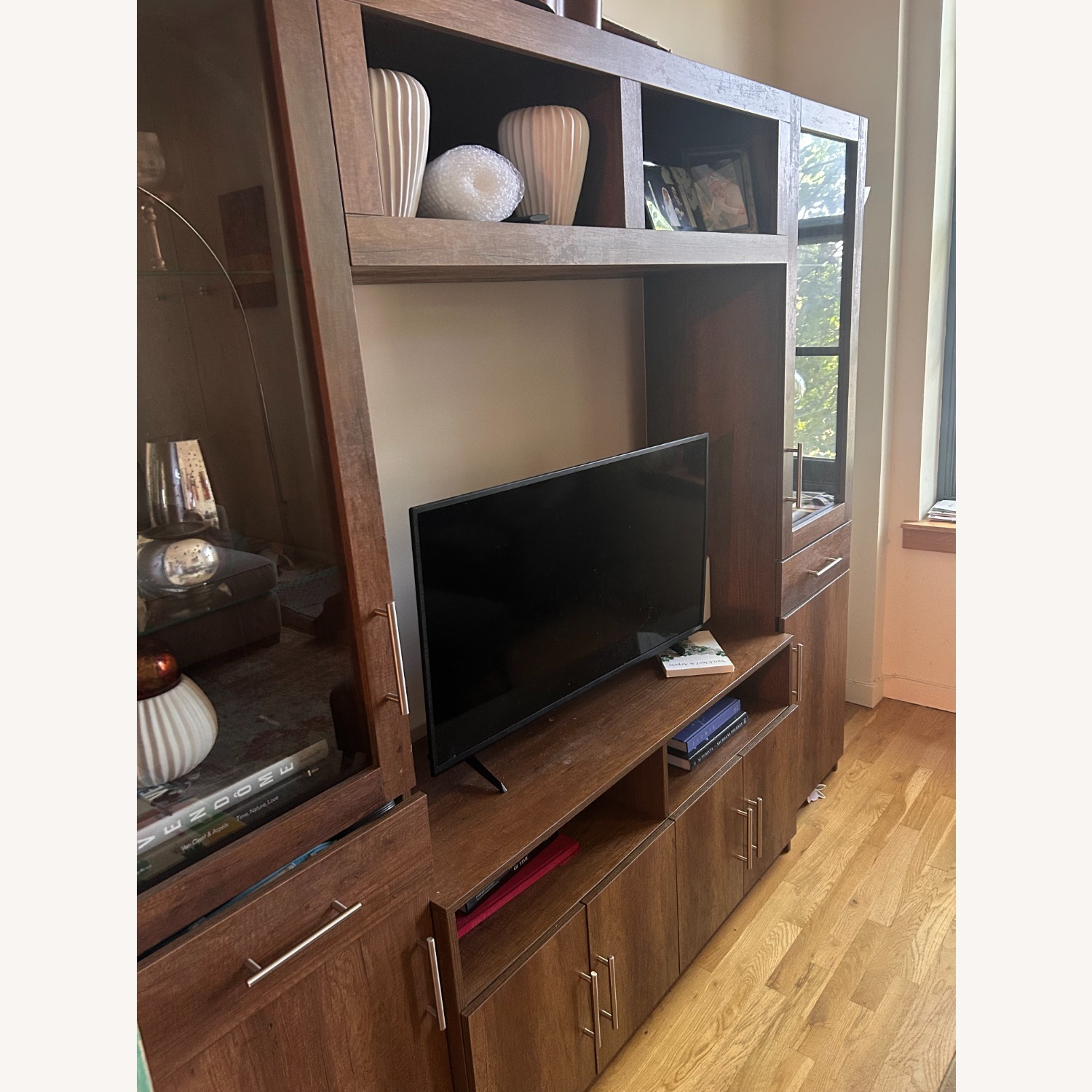 Custom Dark Brown Wood Media Storage - image-2