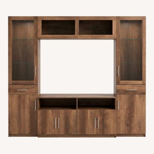 Used Custom Dark Brown Wood Media Storage for sale on AptDeco