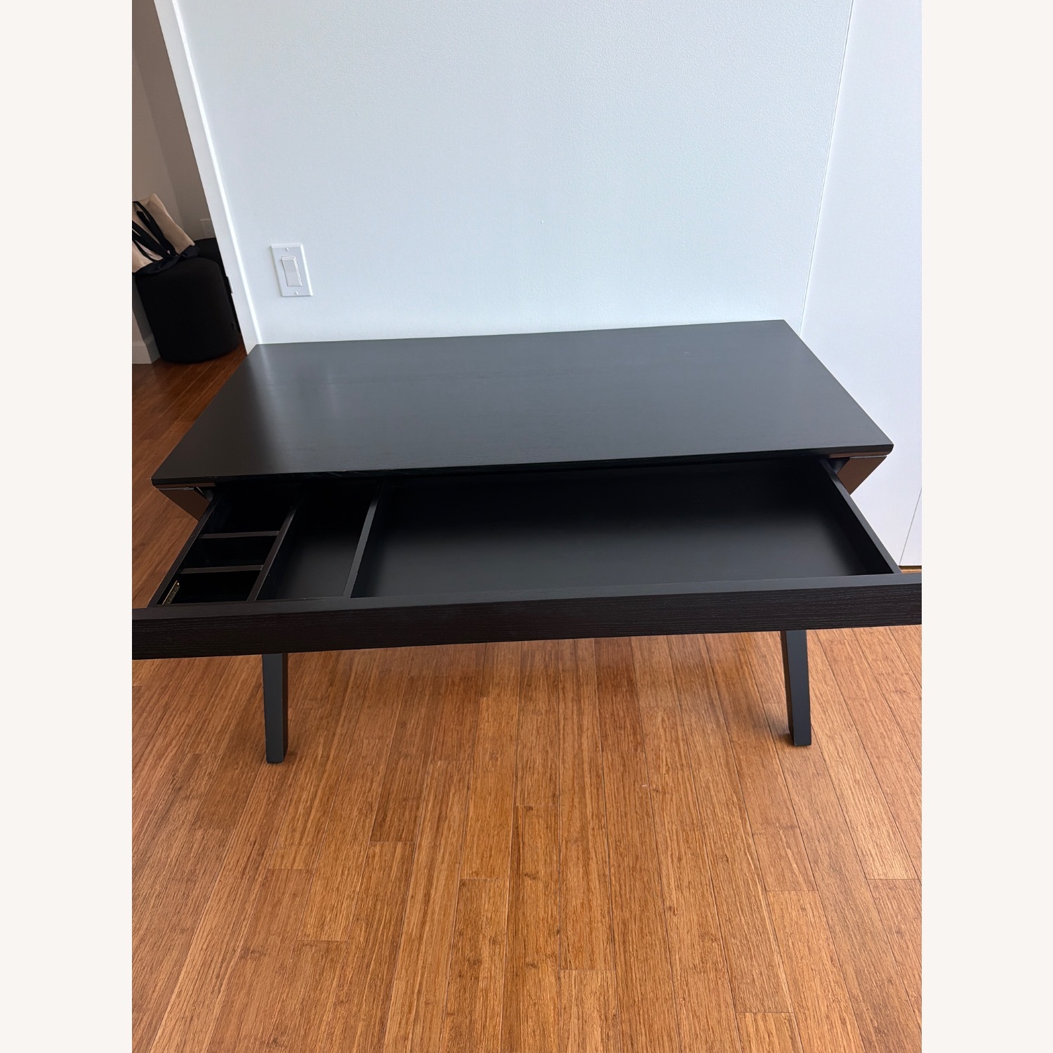 Crate & Barrel Dark Brown Wood Desk - image-5