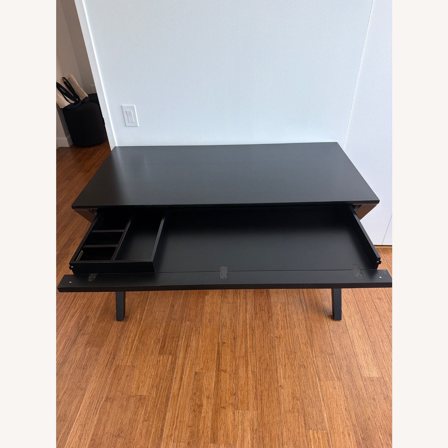 Crate & Barrel Dark Brown Wood Desk - image-6