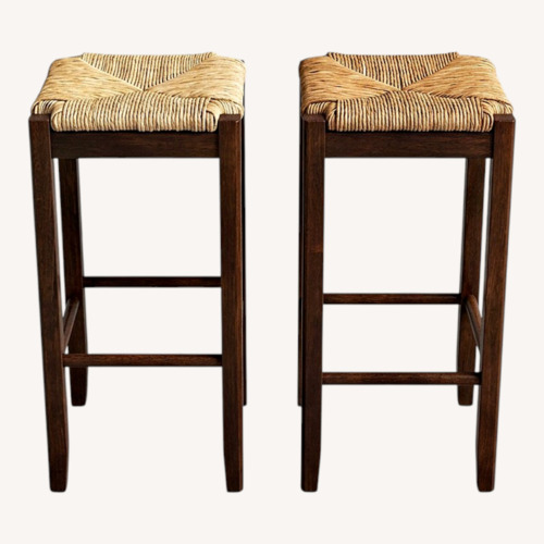 Used Parksley 2-Piece Rush Seat Bar Stool Set in Brown for sale on AptDeco